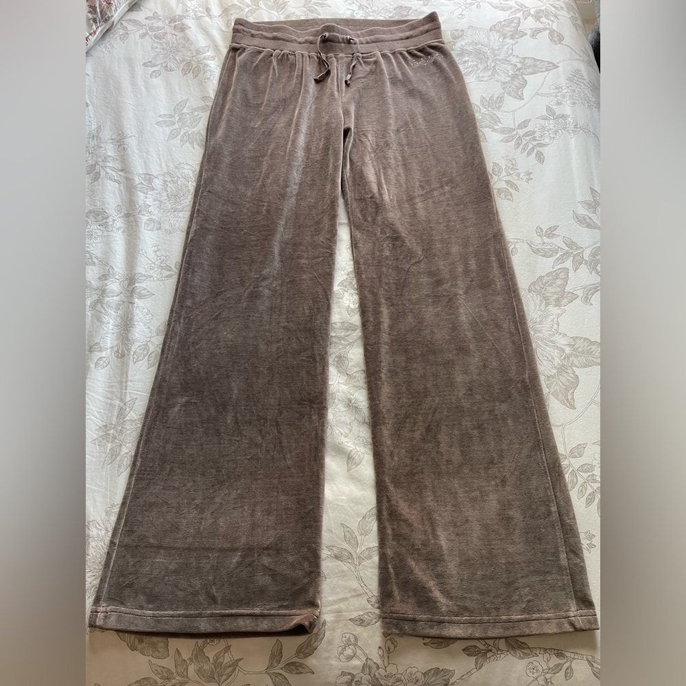 BCBGMaxAzria Y2K Brown‎ Low Rise Velour Flare Sweatpants XL Bratz Loungewear